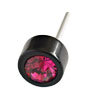 1 Paar Polaris Ohrstecker mit Strass 6mm Schwarz glänzend / Fuchsia